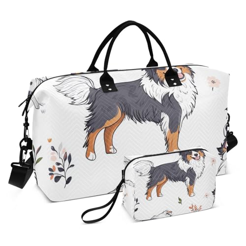 Große Reisetasche mit verstellbarem Gurt für Yoga, wasserdicht, Cartoon-Hunde, Weiß, Cartoon-Hunde, Weiß, 1 size von WDdZzyy