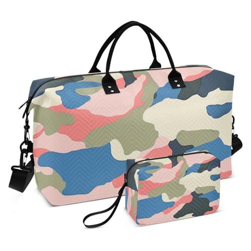 Reisetasche, Wochenendtasche, Reisetasche, Turnbeutel mit Kulturbeutel für Flugzeugreisen, große Kapazität, Camouflage, Camouflage, 1 size von WDdZzyy