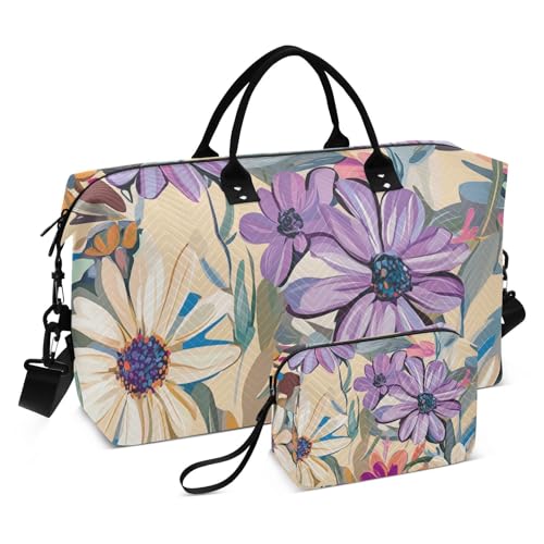 Reisetasche Weekender Reise Übernachtungstasche Turnbeutel mit verstellbarem Riemen für Sport Wasserdicht Malerei Expressionismus Floral Flower, Malerei Expressionismus Blumen, 1 size von WDdZzyy