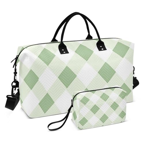 Reisetasche Weekender Seesack Große Turnbeutel mit verstellbarem Gurt für Yoga Große Kapazität Rautenweiß Eukalyptus, Rhomboid, weißer Eukalyptus, 1 size von WDdZzyy