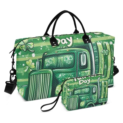 Reisetasche für Wochenend/Übernachtung, Trainingstasche mit Kulturbeutel für Flugzeugreisen, wasserdicht, Happy St. Patrick's Day, gestreift, Happy St. Patrick's Day Trunk Stripe, 1 size von WDdZzyy