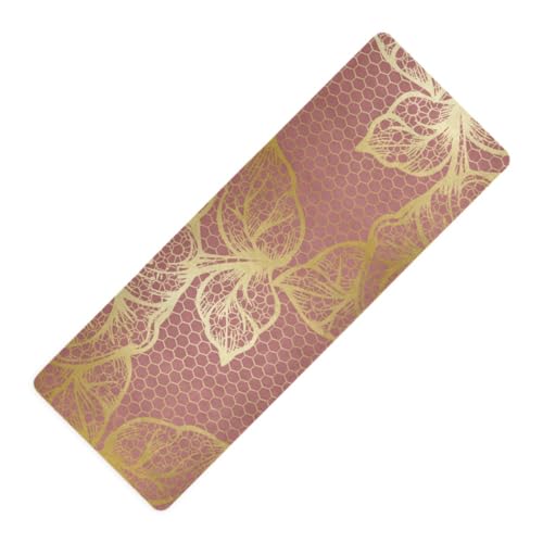 Rutschfeste Yogamatte für Hot Yoga zu Hause, rutschfest, mit Yogatasche für Matte Tapete para ejercicio 180,3 x 66 cm, Rot / Gold von WDdZzyy