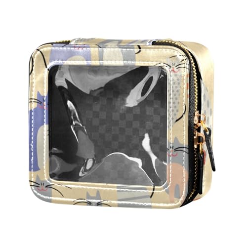 WDdZzyy Kosmetiktasche mit Katzenmotiven, niedlich, transparent, klein, Reise-Kulturbeutel, Reise-Kosmetiktasche für Reisen, Fette Katze Animation niedlich, 1 size von WDdZzyy