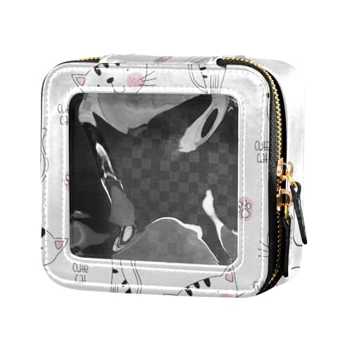 WDdZzyy Schwarze und weiße scheue Katze, wasserdichte transparente Make-up-Tasche für Toilettenartikel, Make-up-Tasche, Organizer für Reisen, Schwarz-weiße scheue Katze, 1 size von WDdZzyy