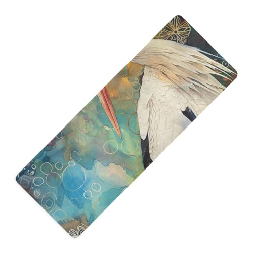 Yoga- und Pilates-Matte mit abstraktem Storch, Motiv: abstraktes Aquarellgemälde, für Fitnessstudio, rutschfest, mit Taschen, 180,3 x 66 cm von WDdZzyy