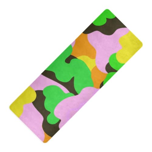 Yogamatten mit buntem Camouflage-Muster, für Heimtraining, Hot Yoga, rutschfest, mit Yoga-Tasche, 180,3 x 66 cm von WDdZzyy