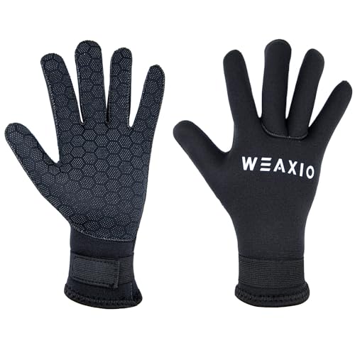 WEAXIO Neoprenhandschuhe Tauchhandschuhe 5mm Männer Frauen, Thermohandschuhe Premium Neopren Winter Handschuhe Schwimmhandschuhe Stretch Anti Rutsch Wasser Winter Handschuhe von WEAXIO