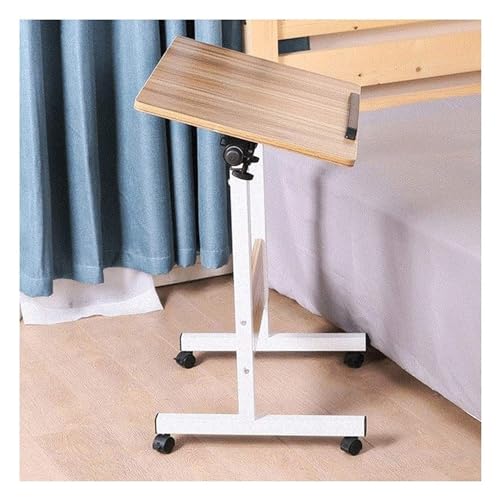 Höhenverstellbarer Nachttisch - Laptoptisch mit C-förmiger Basis für das Home-Office, Überbetttisch mit mobilem Stand-Up-Design - Ideal für das Wohnzimmer (Größe: 80 x 50 x 87 cm, Farbe: Holzfarbe) von WEBOL