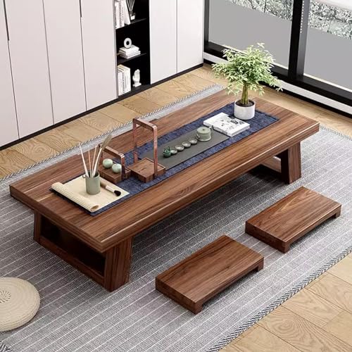 Niedriger Tisch im japanischen Stil, japanischer Teetisch aus massivem Holz, niedriger Tisch zum Sitzen und Essen auf dem Boden, hölzerner Couchtisch, Chabudai-Möbel für Wohnzimmer, Empfangsräume, von WEBOL