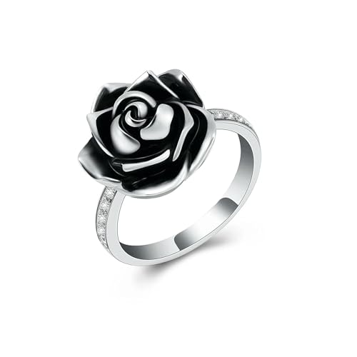 WEBOL Andenkenschmuck für Frauen Edelstahl-Fingerring mit Rose und Blume für die Asche geliebter Menschen, Gedenkschmuck Warm Life von WEBOL