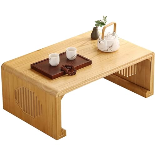 WEBOL Japanischer Fensterbank-Haushaltstisch, Beistelltisch, Holz, Erkerfenster-Couchtisch, Couchtisch, Schlafzimmer, Sitz-Tatami-Couchtisch (Größe: 70 x 45 x 30 cm, Farbe: Beige) Warm Life von WEBOL