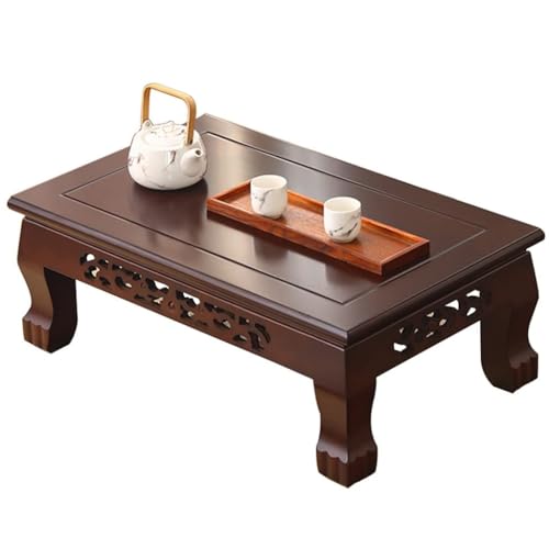 WEBOL Niedriger Tisch für zu Hause, Couchtisch, japanischer Balkon, Kleiner Teetisch, hölzerner Tatami-Couchtisch, einfacher Erkerfenstertisch (Größe: 50 x 35 x 28 cm, Farbe: Braun) Warm Life von WEBOL