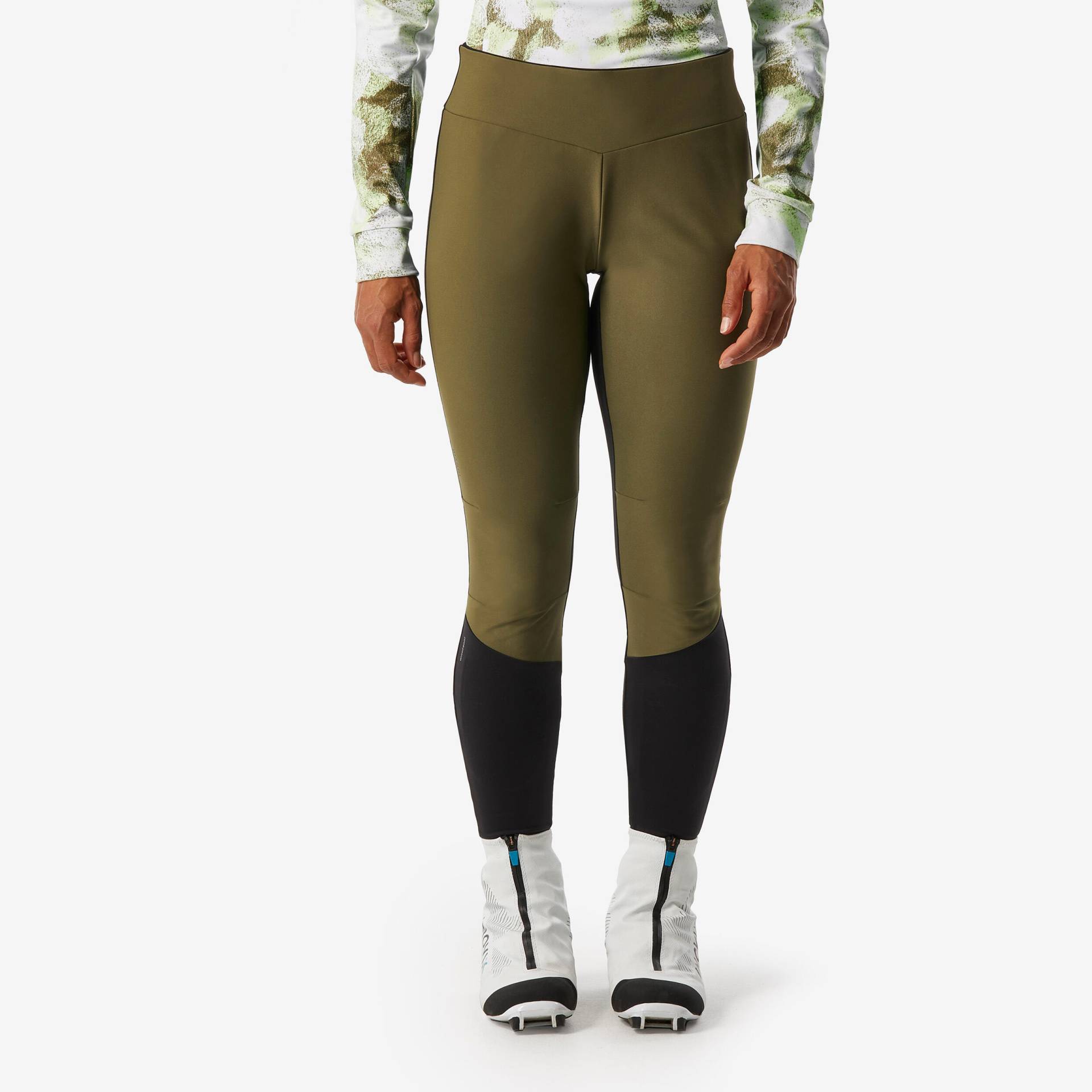 Langlaufhose Tights winddicht Damen. 500 khaki Langlaufhose Tights winddicht Damen. 500 khaki von WEDZE