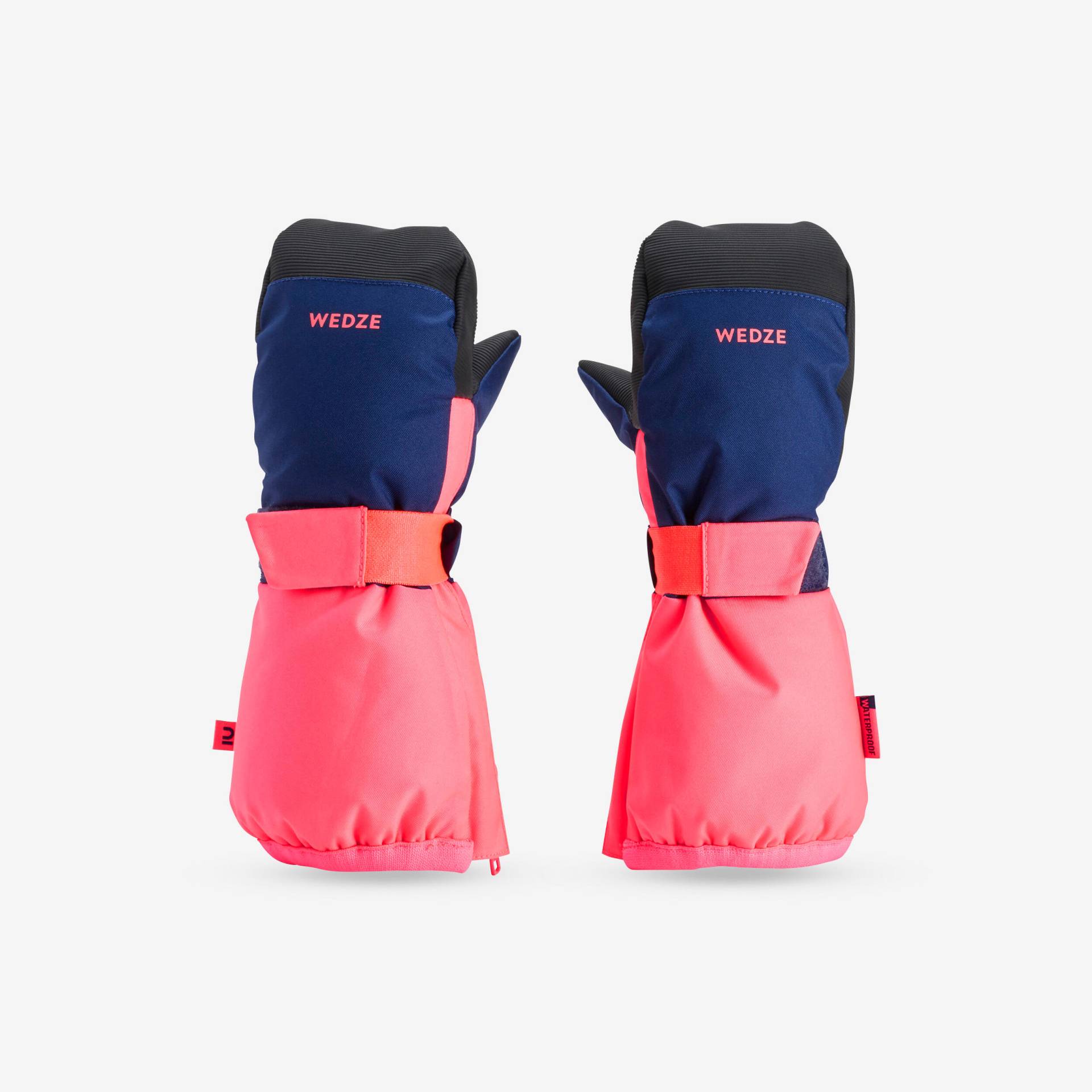 Skihandschuhe Fäustlinge Kinder warm wasserdicht - blau/rosa von WEDZE