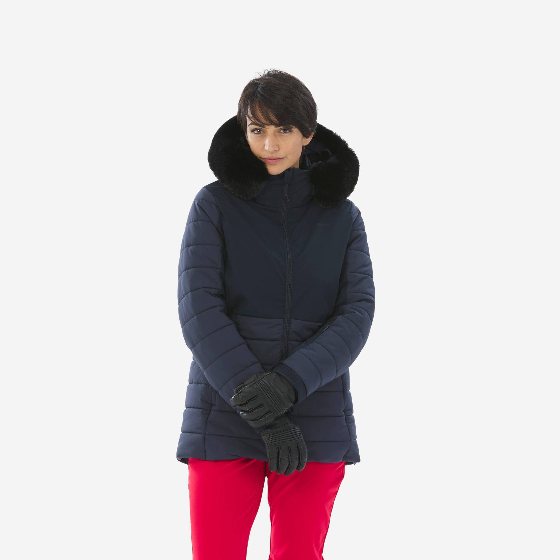 Skijacke Damen warm mittlere Länge - 100 marineblau von WEDZE