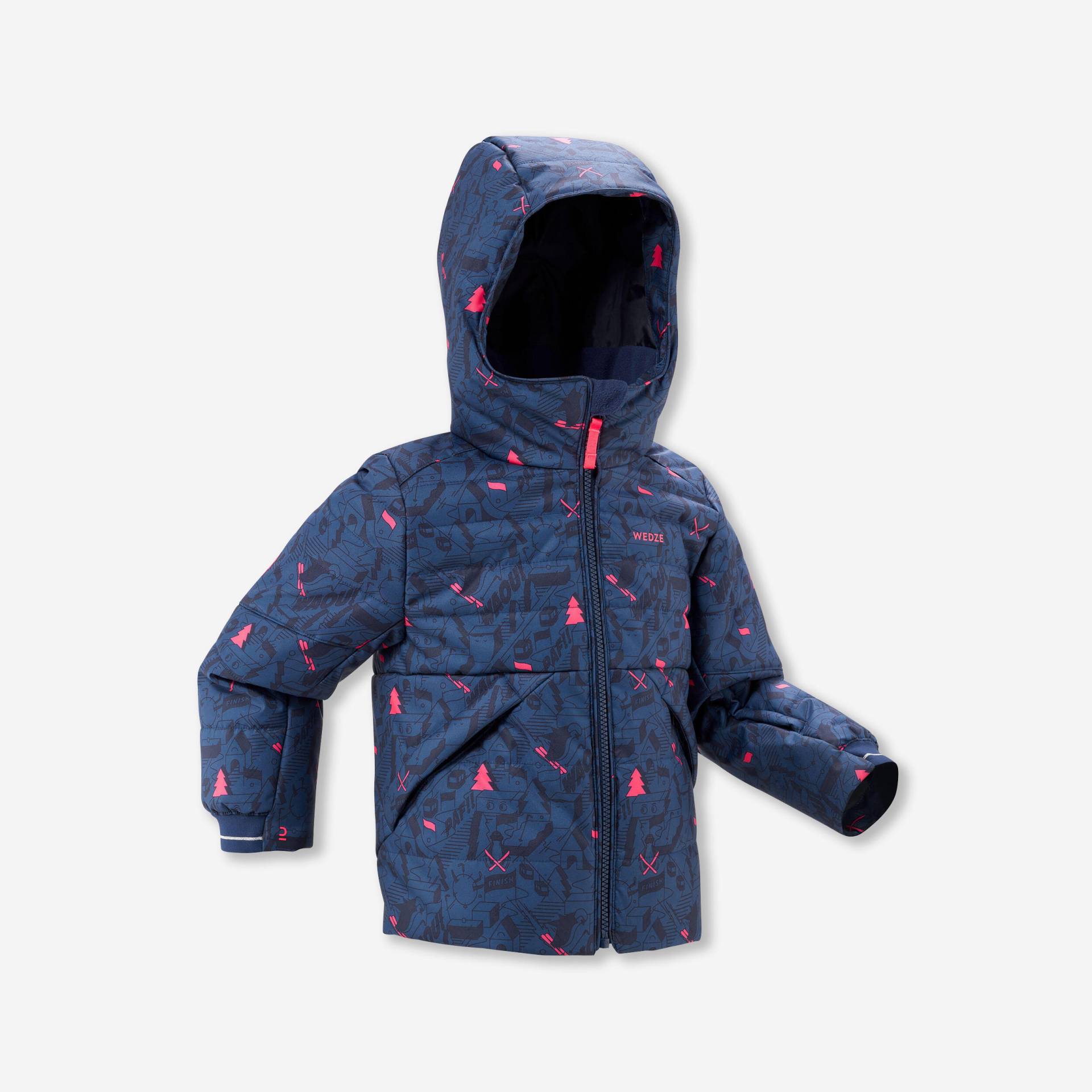 Skijacke Daunenjacke Kinder sehr warm wasserdicht - 100 Grafik blau/rosa Skijacke Daunenjacke Kinder sehr warm wasserdicht - 100 Grafik blau/rosa von WEDZE