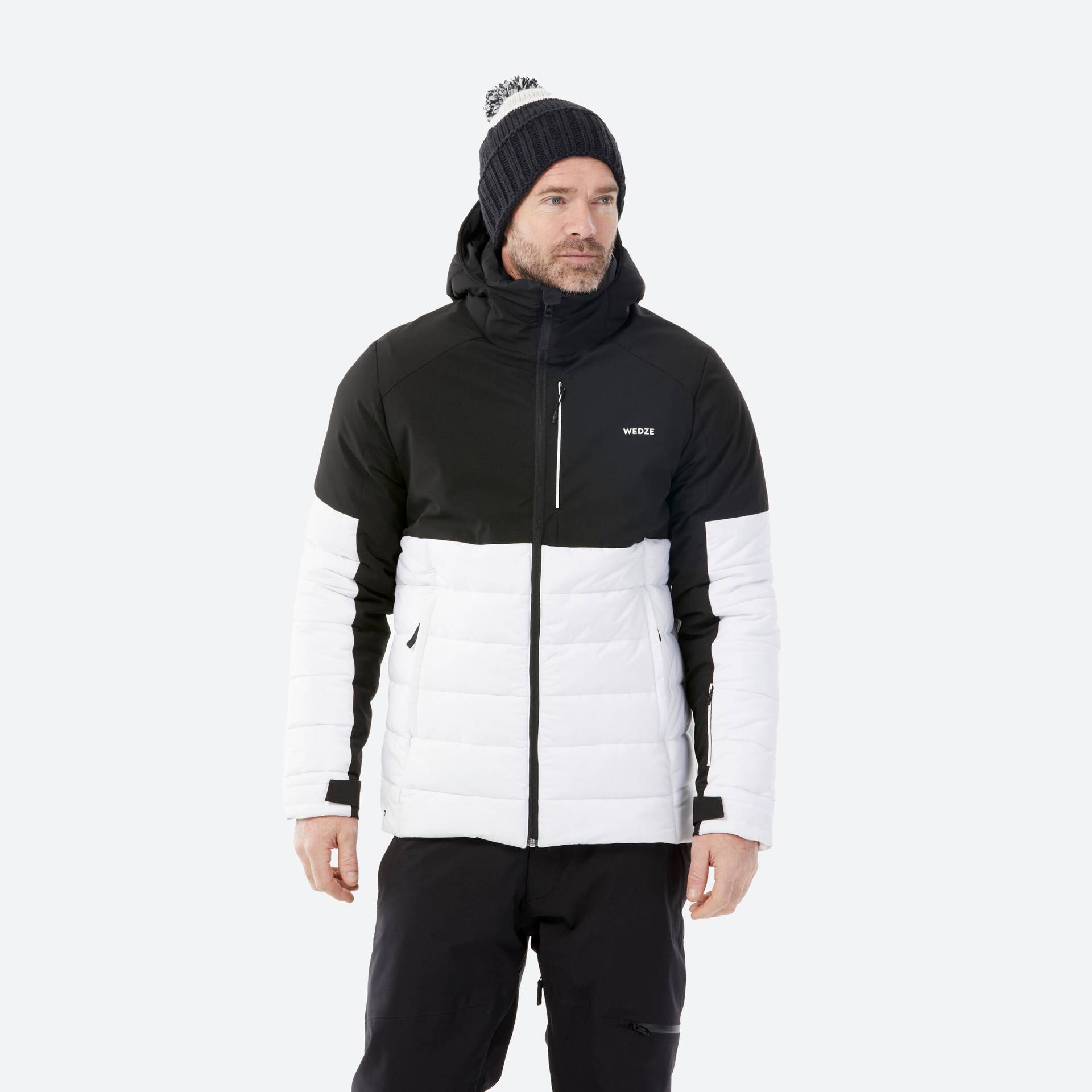 Ski- und Snowboardjacke Herren - 100 schwarz/weiß von WEDZE