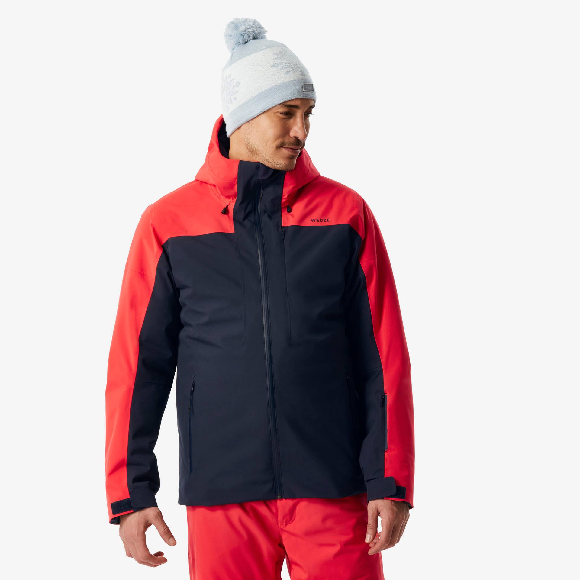 Skijacke Herren warm und wasserdicht - 500 marineblau/rot von WEDZE