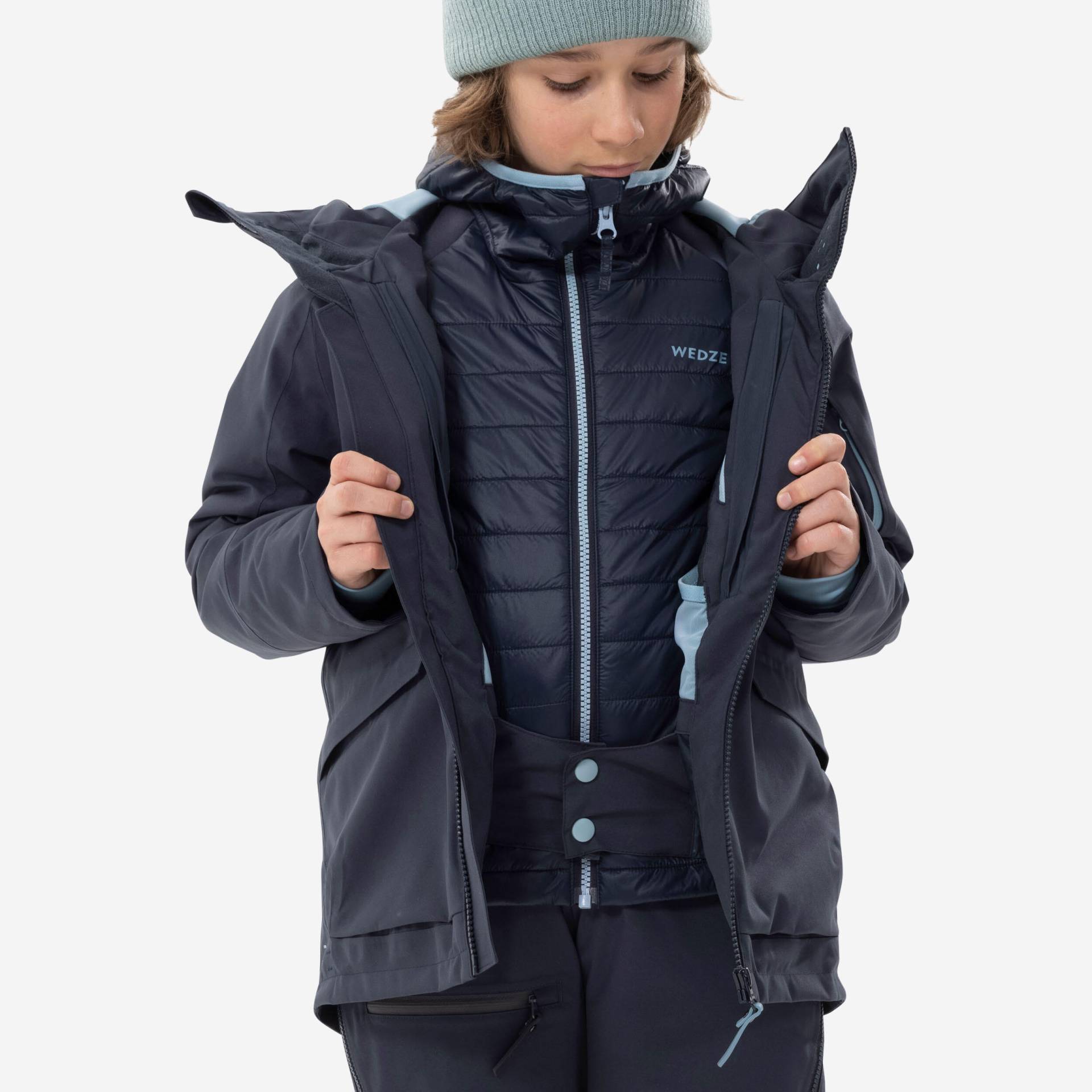 Skijacke Jungen 3-in-1 wasserdicht - FR900 marineblau Skijacke Jungen 3-in-1 wasserdicht - FR900 marineblau von WEDZE