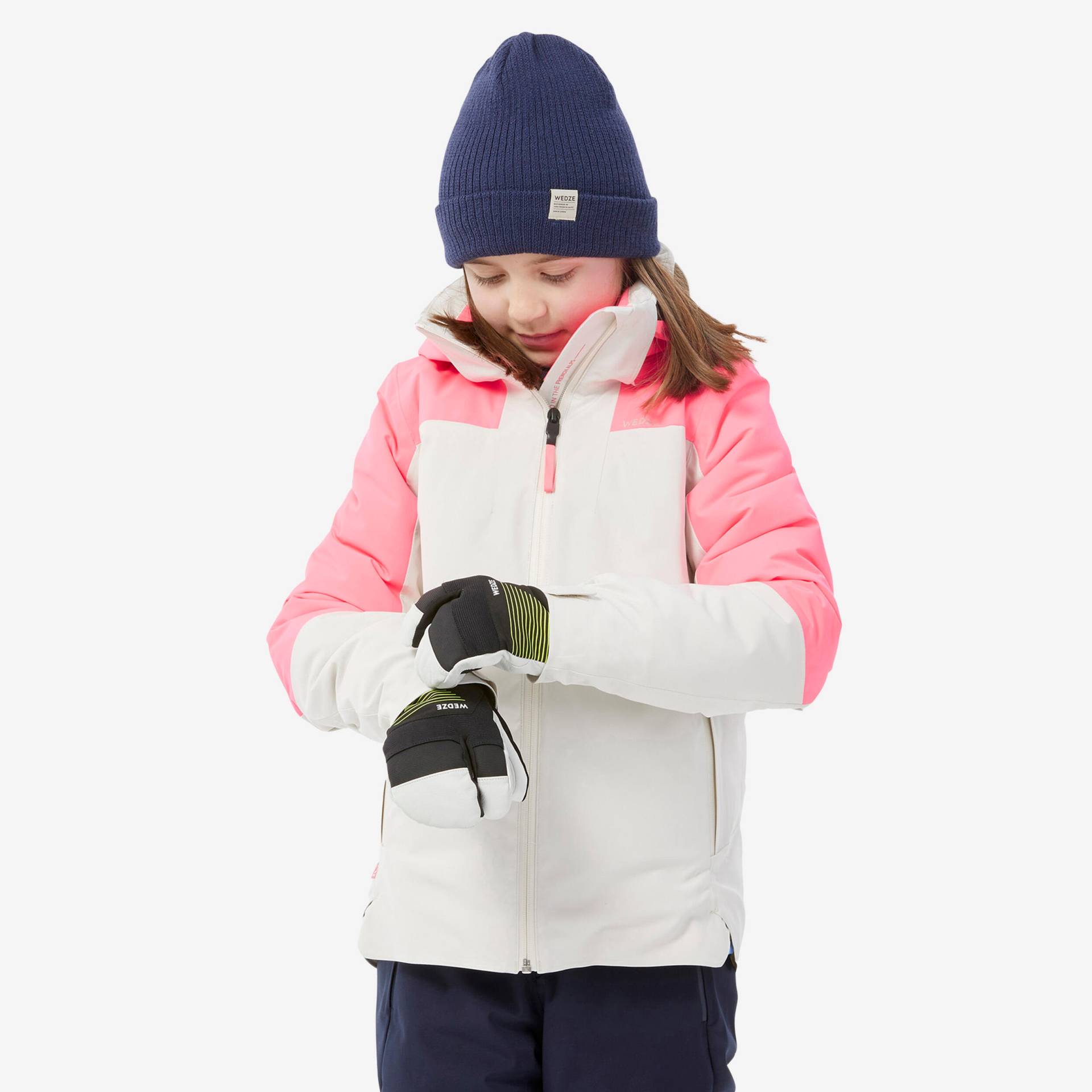 Skijacke Kinder warm wasserdicht - 900 Sport weiß/rosa Skijacke Kinder warm wasserdicht - 900 Sport weiß/rosa von WEDZE