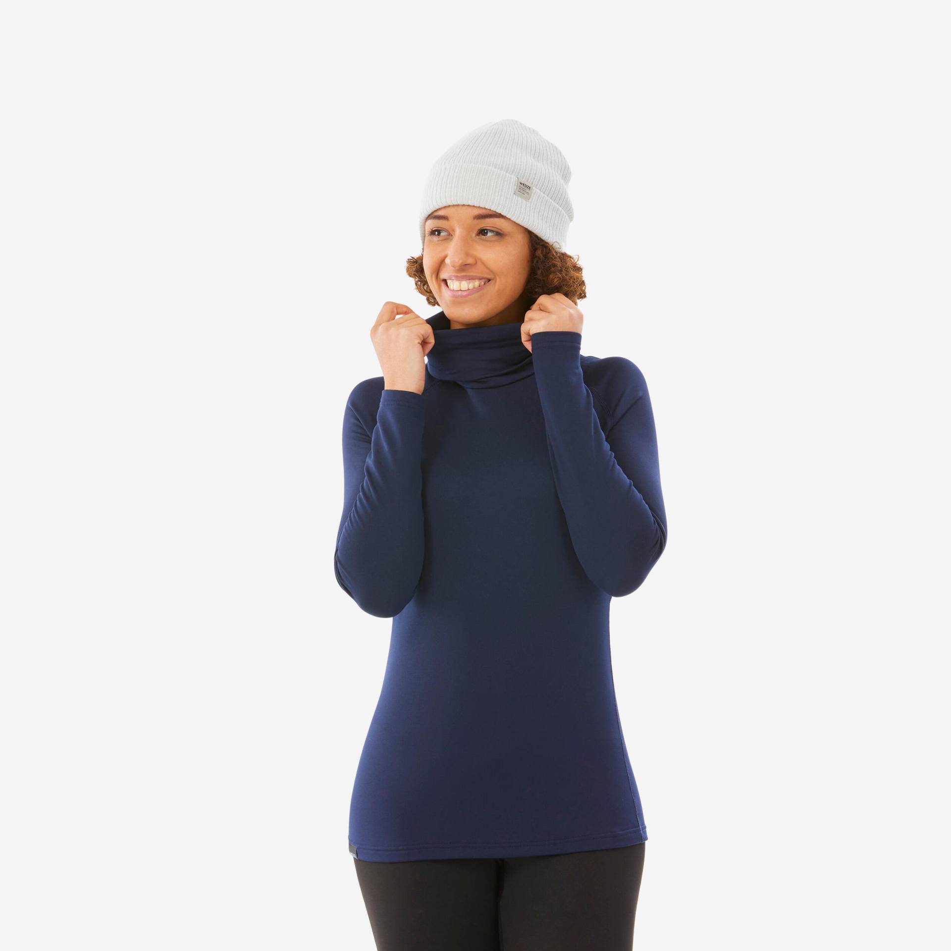 Skiunterwäsche Funktionsshirt Damen Rollkragen warm atmungsaktiv – BL 500 blau Skiunterwäsche Funktionsshirt Damen Rollkragen warm atmungsaktiv – BL 500 blau von WEDZE