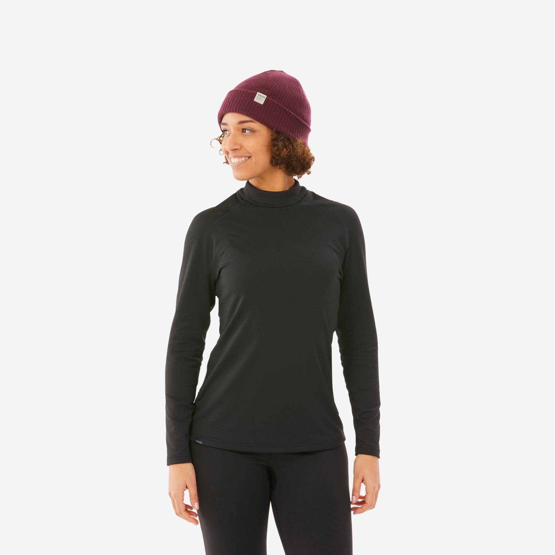 Skiunterwäsche Funktionsshirt Damen warm atmungsaktiv – BL 500 schwarz von WEDZE