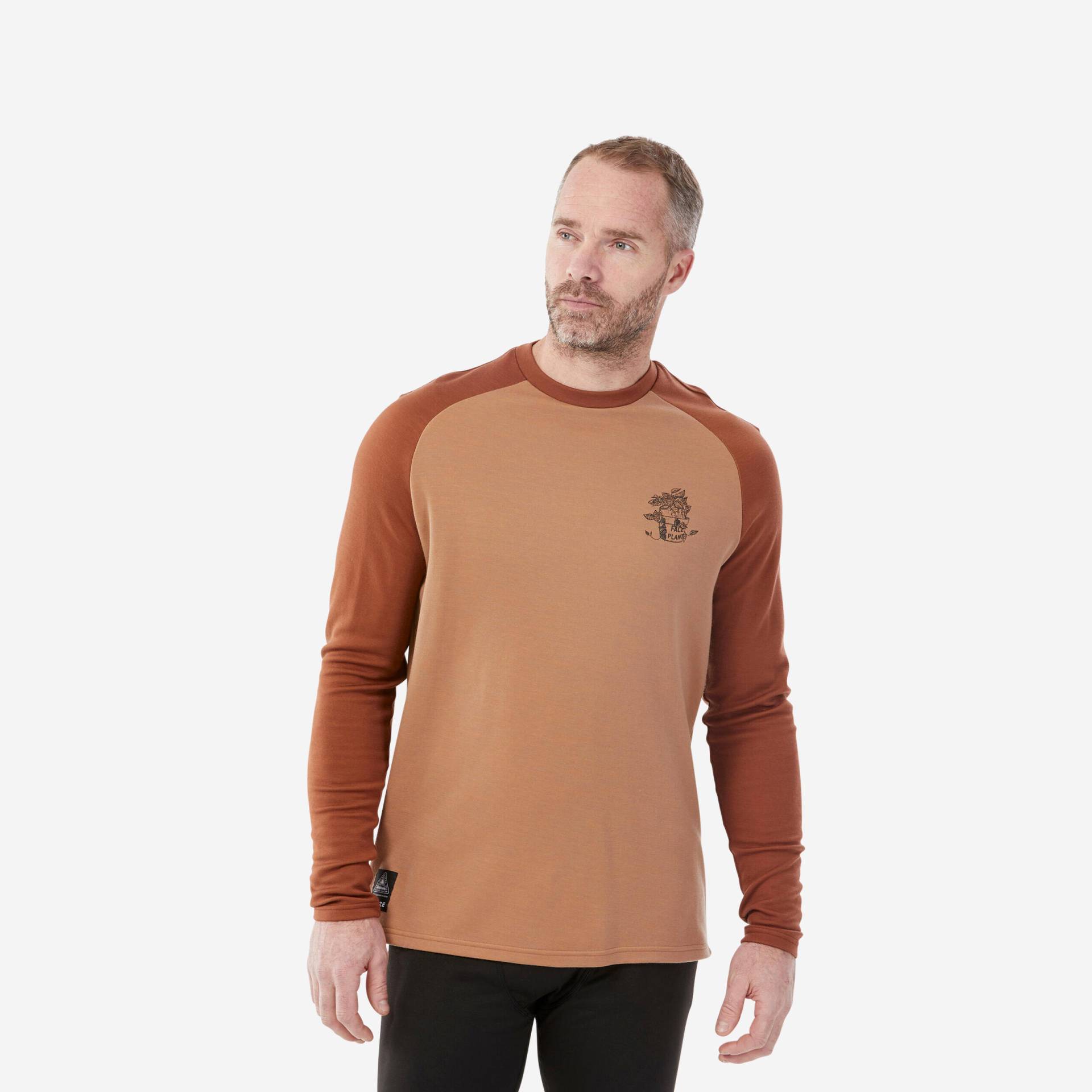 Skiunterwäsche Funktionsshirt Herren Merinowolle - BL 590 braun von WEDZE