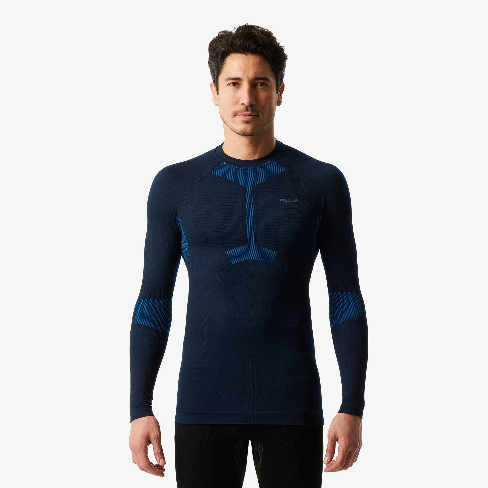 Skiunterwäsche Funktionsshirt Herren warm seamless - BL500 Soft schwarz/blau Skiunterwäsche Funktionsshirt Herren warm seamless - BL500 Soft schwarz/blau von WEDZE