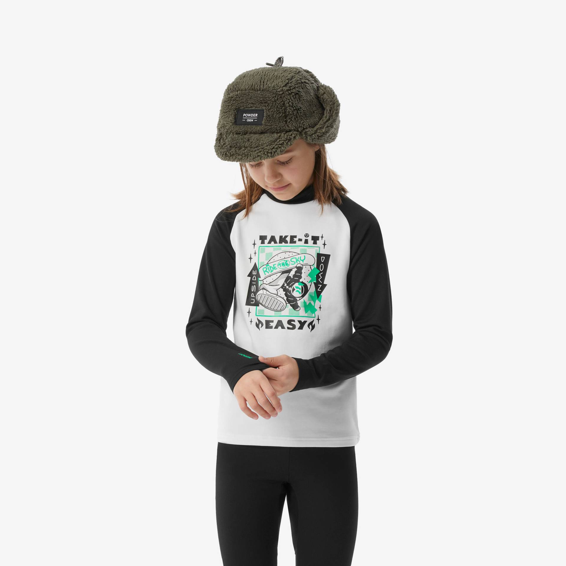 Skiunterwäsche Funktionsshirt Kinder - BL 500 schwarz/weiss mit Motiv Skiunterwäsche Funktionsshirt Kinder - BL 500 schwarz/weiss mit Motiv von WEDZE
