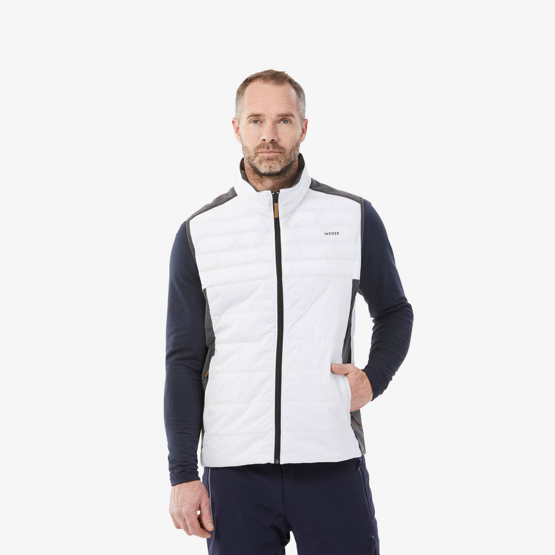 Skiweste Herren warm - 500 grau/weiss von WEDZE