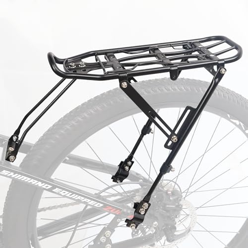 WEEROCK Fahrrad Heckträger Fahrrad Cargo Rack Aluminiumlegierung Verstellbarer Fahrradträger Gepäckträger für 24-29 Zoll Fahrräder, Mountainbikes, MTB, Schwarz von WEEROCK