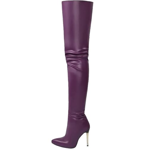 WEHAM Overknee-Stiefel für Damen in Übergröße, Kunst-PU, Overknee-Stiefel, Tanzschuhe für Damen, Kniehohe Stiefel mit seitlichem Reißverschluss,Lila,38 WEHAM Overknee-Stiefel für Damen in Übergröße, Kunst-PU, Overknee-Stiefel, Tanzschuhe für Damen, Kniehohe Stiefel mit seitlichem Reißverschluss,Lila,38 von WEHAM