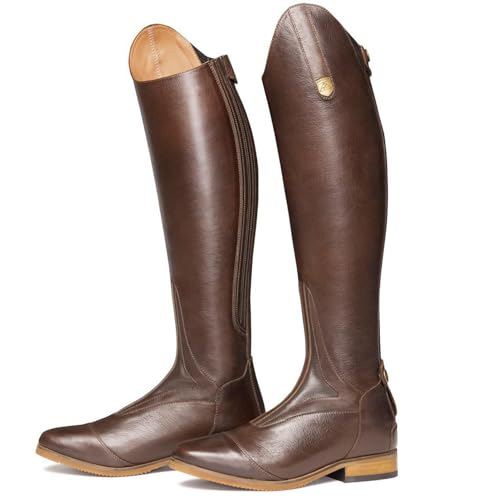 WEHAM Reitstiefel für Damen und Herren, Retro-Ritterstiefel aus PU-Leder, modische Outdoor-Reitstiefel für Pferderennen, Lange Stiefel für den täglichen Gebrauch,Braun,36 von WEHAM