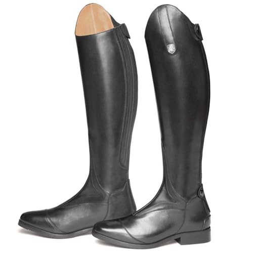 WEHAM Reitstiefel für Damen und Herren, Retro-Ritterstiefel aus PU-Leder, modische Outdoor-Reitstiefel für Pferderennen, Lange Stiefel für den täglichen Gebrauch,Schwarz,36 von WEHAM