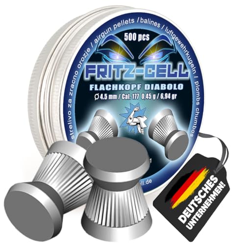 500 Flachkopf Diabolos 4,5mm Fritz-Cell für Luftgewehr Luftpistole 500 Flachkopf Diabolos 4,5mm Fritz-Cell für Luftgewehr Luftpistole von WEILAX