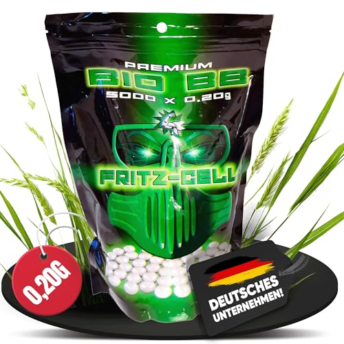 WEILAX Airsoft Softair Kugeln Fritz-Cell Premium Bio BBS 6 mm 0,20g Beutel 5000 Stück biologisch abbaubar von WEILAX