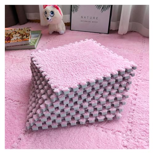 Interlocking Foam Tiles Plüschteppich, 20 Stück 12x12 Zoll quadratische rutschfeste Kletterspielmatte(Pink) von WEITINGKKK