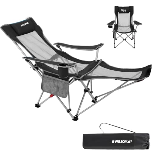 #WEJOY 2-in-1 Campingstuhl Faltbar mit Verstellbarer Rückenlehne & Fußstütze Campingstuhl Outdoor, Strandstuhl liegestuhlmit Wattepad Kissen Getränkehalter Armlehnentaschen Schwarz/Grau #WEJOY 2-in-1 Campingstuhl Faltbar mit Verstellbarer Rückenlehne & Fußstütze Campingstuhl Outdoor, Strandstuhl liegestuhlmit Wattepad Kissen Getränkehalter Armlehnentaschen Schwarz/Grau von #WEJOY