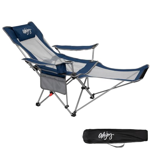 #WEJOY 2-in-1 Campingstuhl Faltbar, Strandstuhl mit Verstellbarer Rückenlehne & Fußstütze Angelstuhl Campingstühle für Erwachsene mit Wattepad Kissen Getränkehalter Armlehnentaschen Marine/Grau #WEJOY 2-in-1 Campingstuhl Faltbar, Strandstuhl mit Verstellbarer Rückenlehne & Fußstütze Angelstuhl Campingstühle für Erwachsene mit Wattepad Kissen Getränkehalter Armlehnentaschen Marine/Grau von #WEJOY