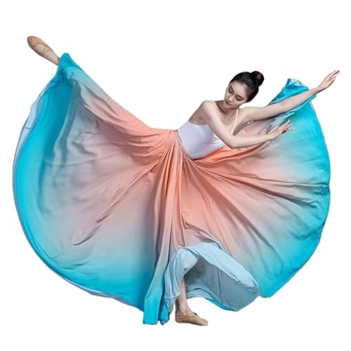 WEKONUMEX Bauchtanz-Outfit, 360/540/720 Grad Flamenco-Tanz-Performer-Farbverlaufsröcke(Color f,360degree 90cm) von WEKONUMEX