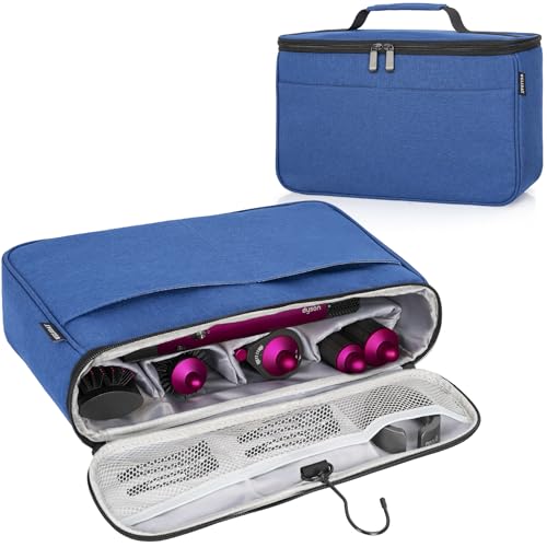 WELIDAY Reise-Aufbewahrungstasche, kompatibel mit Dyson Airwrap Styler, tragbarer Reise-Organizer für Lockenwickler und Befestigung mit mehreren Taschen (blau) von WELIDAY