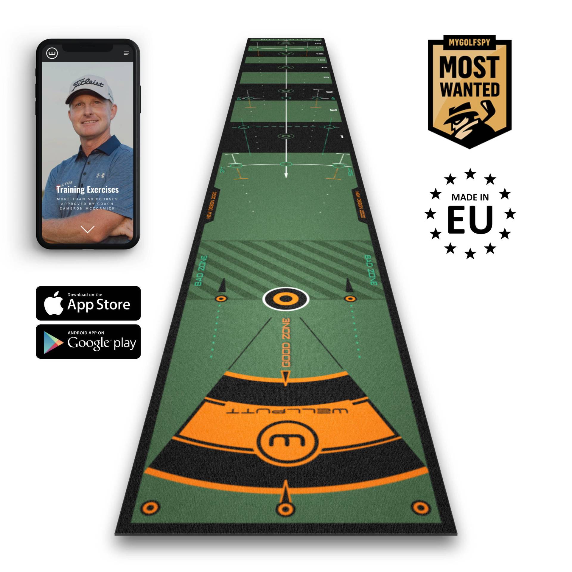 Golf Putting-Matte Wellputt 4 m grün von WELLPUTT