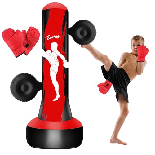 Kinder-Boxsack-Spielzeug, 160 cm, größer, Stabiler, aufblasbarer Boxsack-Set, zum Üben von Taekwondo, Karate, MMA, Geschenke für Jungen und Mädchen, Alter 3–12 Jahre Kinder-Boxsack-Spielzeug, 160 cm, größer, Stabiler, aufblasbarer Boxsack-Set, zum Üben von Taekwondo, Karate, MMA, Geschenke für Jungen und Mädchen, Alter 3–12 Jahre von WELLTE