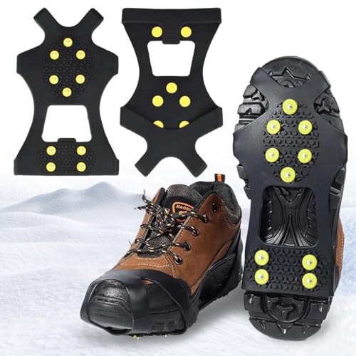 1 Paar Spikes für Schuhe Winter, Anti Rutsch Schuhspikes, Spikes Schuhe Schuhkrallen mit 10 Schuhspikes, Steigeisen Eisklampen für Schuhe, Stretch Schuhe Spikes für Wandern, Schnee, Winter Outdoor 1 Paar Spikes für Schuhe Winter, Anti Rutsch Schuhspikes, Spikes Schuhe Schuhkrallen mit 10 Schuhspikes, Steigeisen Eisklampen für Schuhe, Stretch Schuhe Spikes für Wandern, Schnee, Winter Outdoor von WELLXUNK