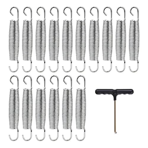 WELSAA Federabdeckung Randschutz 16PCS 5,5 Zoll Heavy Duty Trampolin Ersatz Federn Mit T Haken Pull Tool Trampolin Zubehör Hand Pull Tool von WELSAA