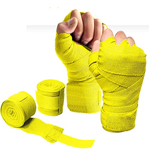 Boxbandage, Boxhandbandagen, Boxhandbandagen, Innenhandschuhe for Boxbandagen mit extra breitem Verschluss, Faust- und Handgelenkschutz for Männer und Frauen(Color:Yellow) von WENFEN