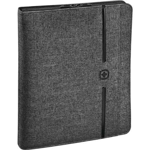 WENGER Affiliate Schreibmappe mit 10 Zoll Tabletfach, Ringhefter, A4-Notizbuch, Padfolio mit Business-Organizer, Damen Herren, Büro Business-Reisen Uni, Grau (Alloy), 601360 von WENGER