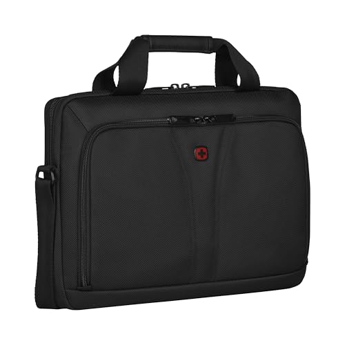 WENGER BC Free Laptop-Tasche zum Umhängen, Notebook bis 14 Zoll, Aktentasche, Organizer, 5 l, Damen Herren, Büro Business-Reisen Uni, Schwarz, 606461 von WENGER