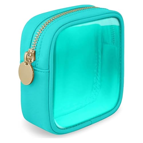 WENH Kleine quadratische transparente PVC-Taschen, Reiseveranstalter, Make-up-Tasche, Damen-Lippenstift-Kosmetiktasche, Kulturbeutel, wasserdichte Aufbewahrungstasche(Green) von WENH