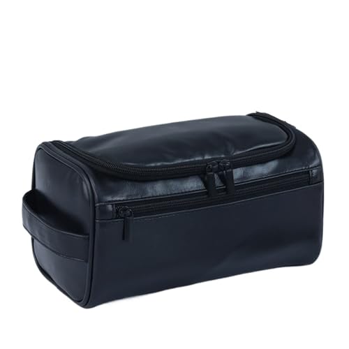 WENH Männer Vintage Luxus Kulturbeutel Reise Notwendig Business Kosmetik Make-Up Fällen Männlichen Hängende Lagerung Organizer Waschen Taschen(Black-pu) von WENH